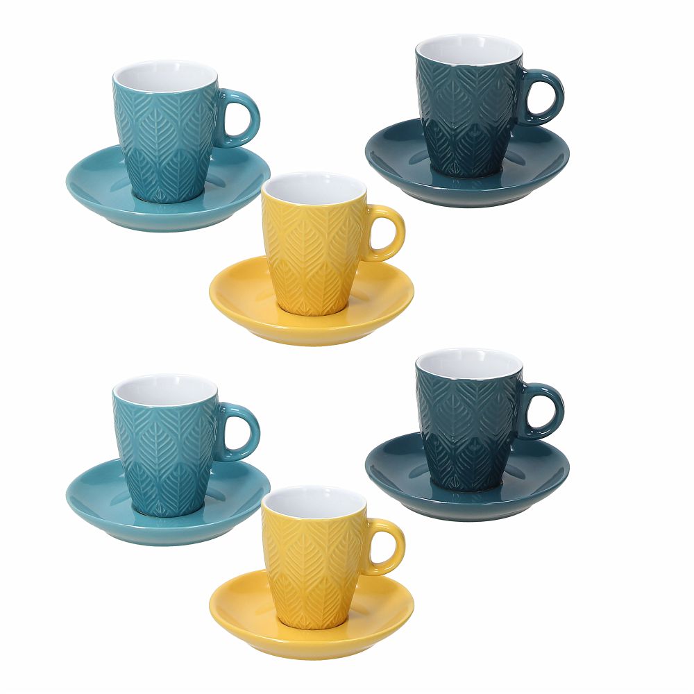 6er Set Espressotassen Relief Maya aus Keramik