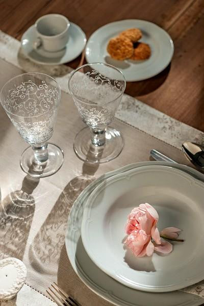 6 x Sektglas / Champagnerglas ANGELICA/MINERVA, 230 ml. Volumen, 20 cm hoch - Porzellan aus Italien