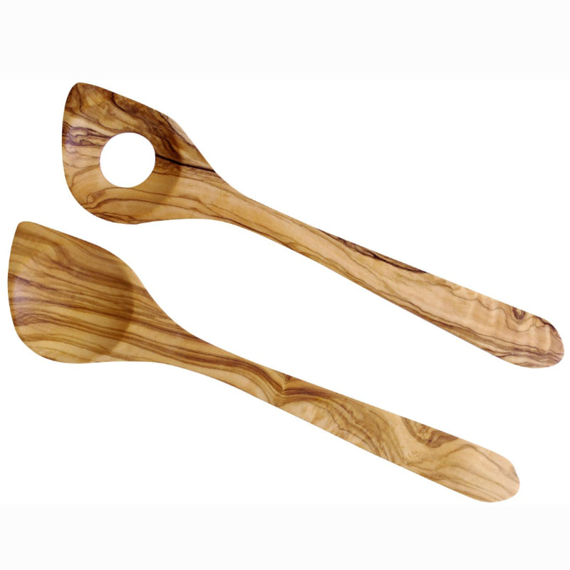 2 tlg. Salatbesteck der Marke KeboLiv aus Olivenholz - Porzellan aus Italien