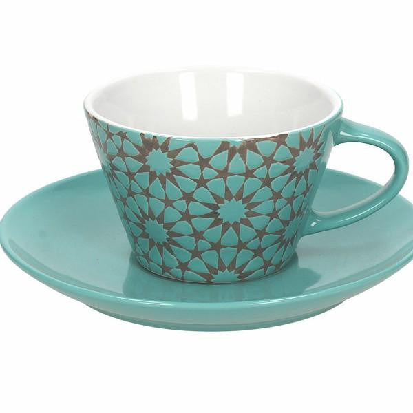 2er Set Frühstückstasse / Kaffeetasse ATLAS, mit Untertasse, in zwei Farben - Porzellan aus Italien