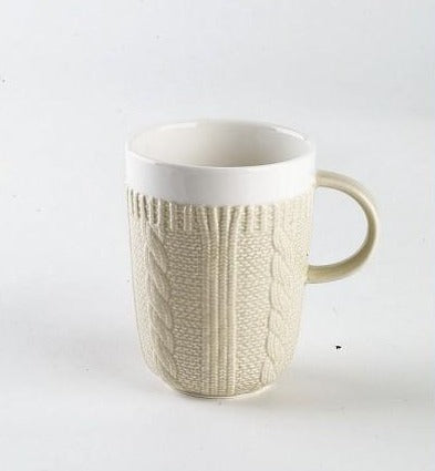 Becher/Tasse aus Porzellan, in schicker Strickoptik, Kollektion Pullover, zwei Farben - Porzellan aus Italien