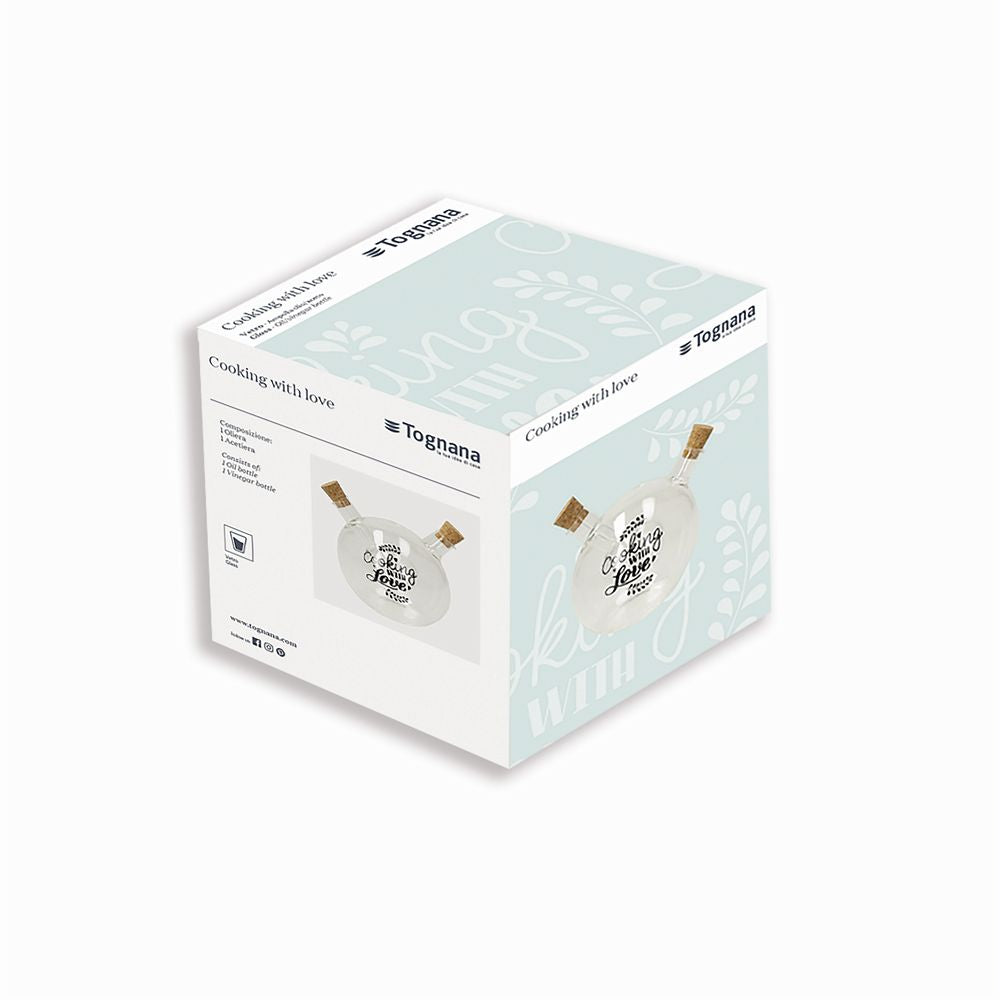 Öl/Essig Flasche 2in1, 410ml. / 60ml. Volumen, Verpackung - Porzellan aus Italien