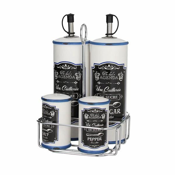 5tlg. Menage Dolce Casa Portobello aus Keramik - Porzellan aus Italien