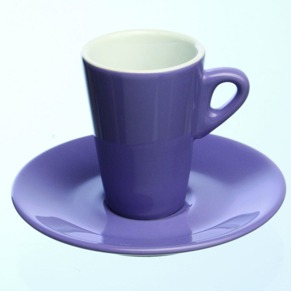 6er Set Espressotassen Elegant mit Untertassen, drei Farben, 80 ml. Volumen - Porzellan aus Italien