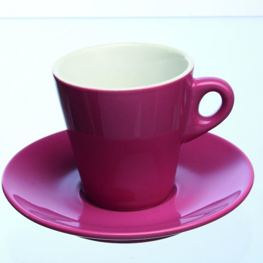 4er Set Kaffeetasse Mara, versch. Farben, mit Untertasse, Keramik - Porzellan aus Italien