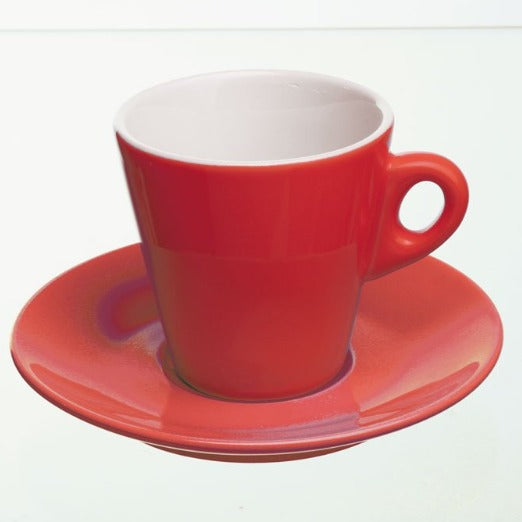 4er Set Kaffeetasse Mara, versch. Farben, mit Untertasse, Keramik - Porzellan aus Italien