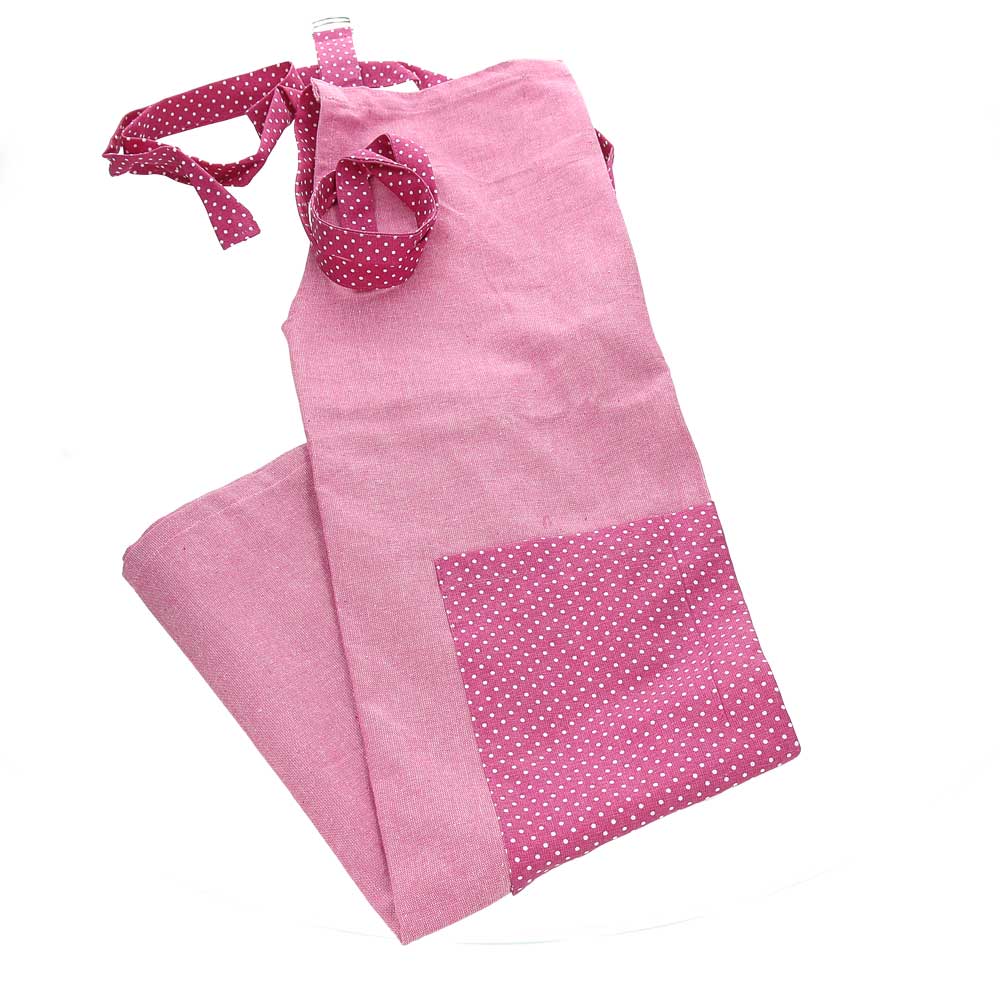 Küchenschürze in grau/rosa mit weißen Punkten aus 100% Baumwolle von Tognana - Porzellan aus Italien
