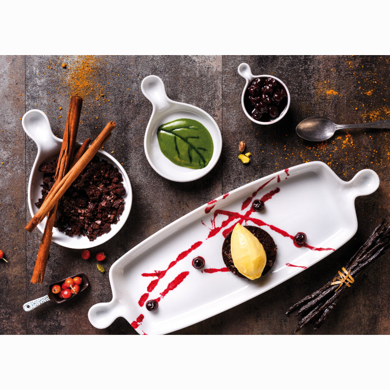 Servierplatte aus Porzellan, Kollektion Gourmet, verschiedene Größen - Porzellan aus Italien