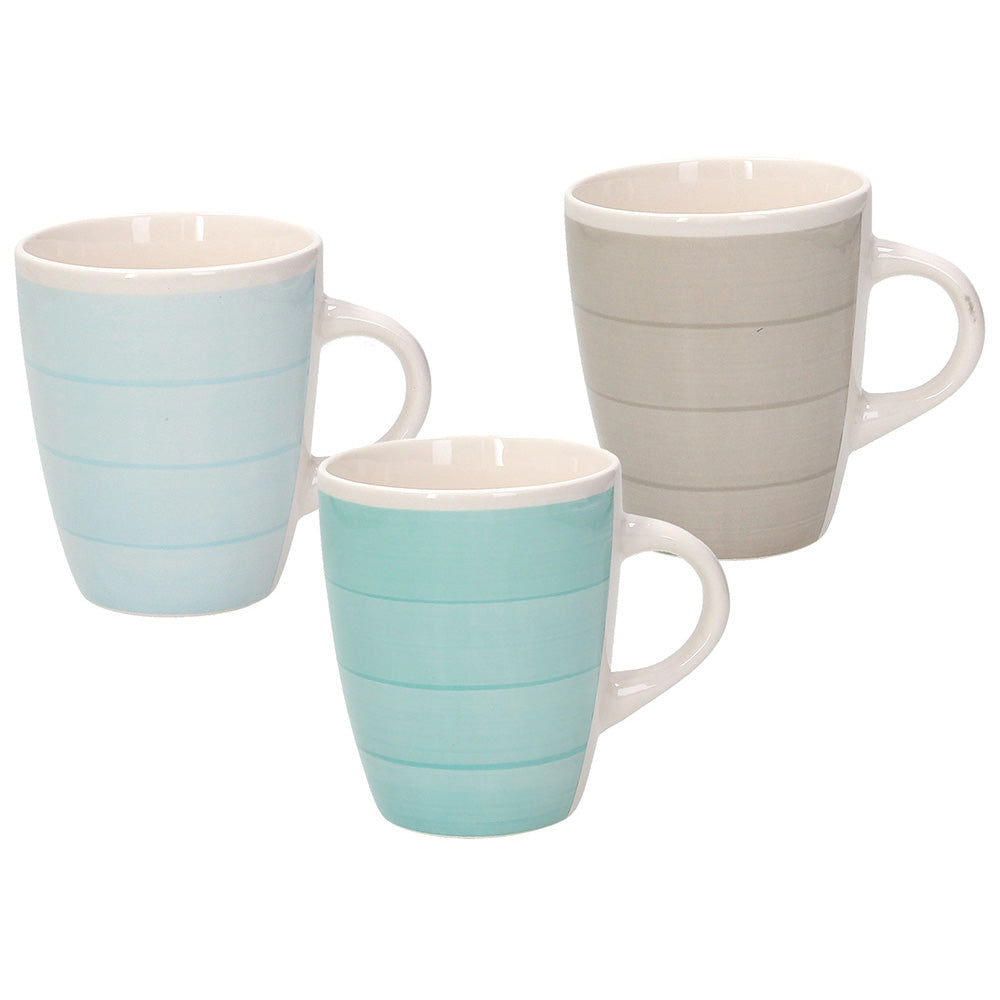 3er Set Becher Louise Almeida, türkis, hellblau & grau, aus Keramik von Tognana - Porzellan aus Italien