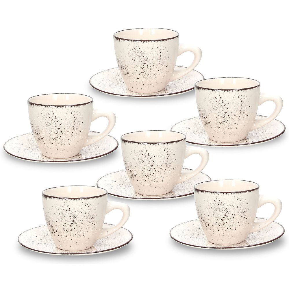 Kaffee- / Teetasse mit Untertasse im Set a 6 Stück, Kollektion Louise Stay - Porzellan aus Italien