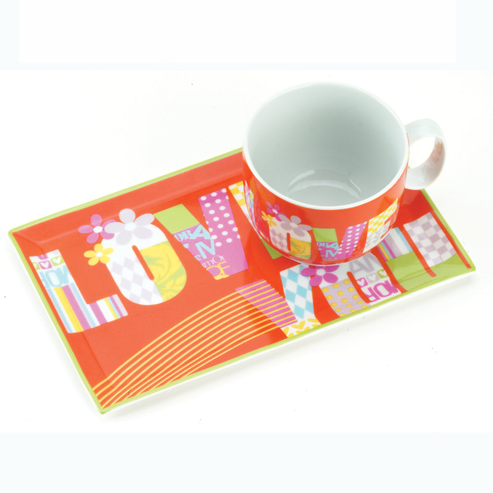 2tlg. Frühstücksset CITY/LOVE aus Porzellan - Porzellan aus Italien