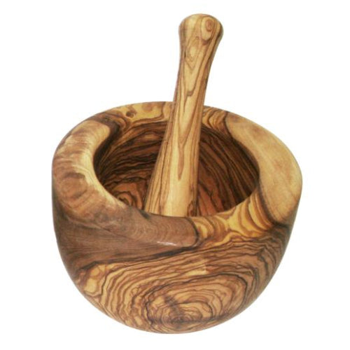 Mörser und Stößel Set aus massivem Olivenholz, diverse Größen von KeboLiv - Porzellan aus Italien