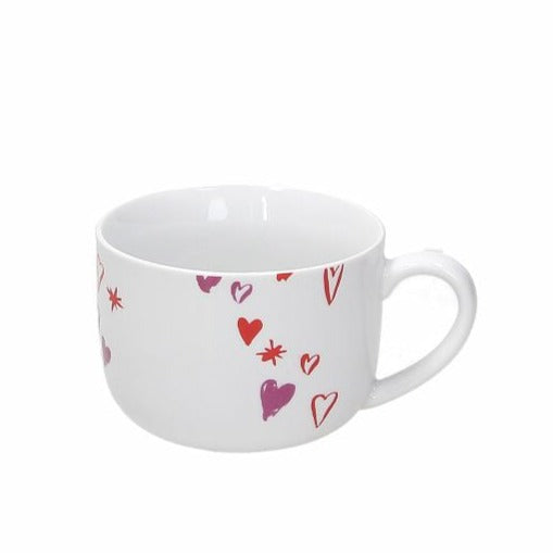 Frühstückstassen Madison im Set a 3 Stück, mit Herzdekor von Tognana - Porzellan aus Italien