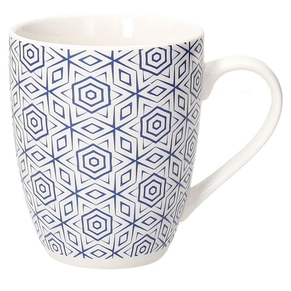 6er Set Kaffeebecher Metropolis Down Town, weiß-blau, aus Porzellan von Tognana - Porzellan aus Italien