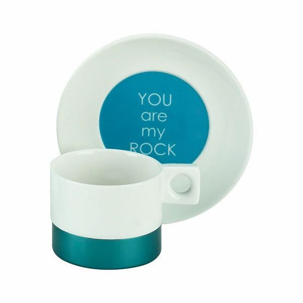 2tlg. Espressotassen-Set Metallica, mit diversen Farben und Schriftzügen - Porzellan aus Italien