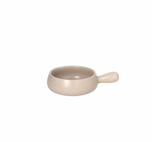 Kleiner Fonduetopf mit Griff MIGNON aus Porzellan, beige/grau - Porzellan aus Italien