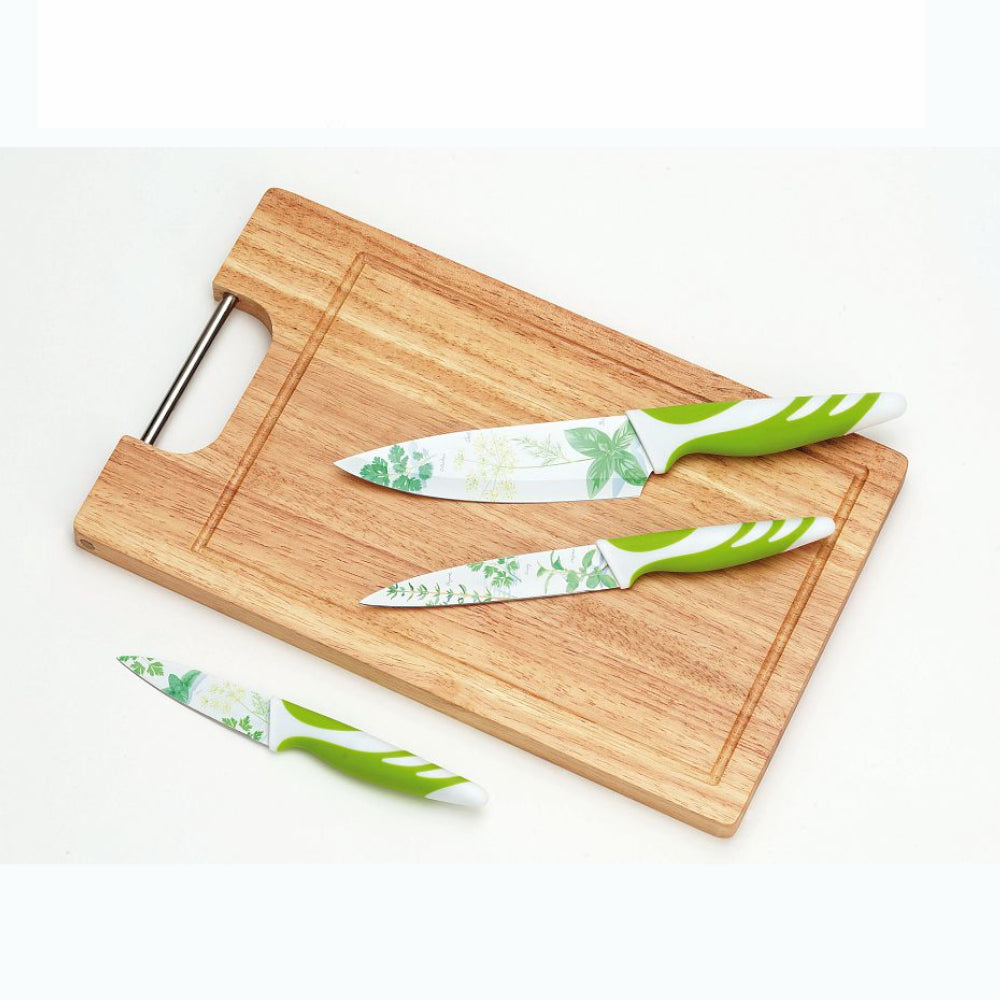 4tlg. Messerset, bestehend aus 3 Messern und einem Schneidebrett - Porzellan aus Italien