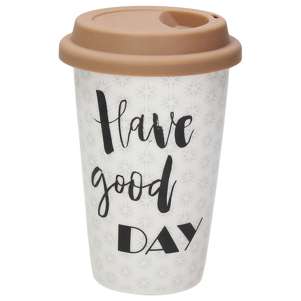 Mehrwegbecher "Have a good day" aus Porzellan von Tognana