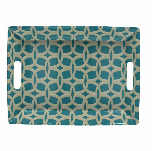 Serviertablett / Frühstückstablett, 50 x 37 cm, mit diversen Mustern - Porzellan aus Italien