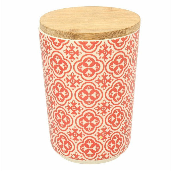 Vorratsdose Ecofiber, aus Fibre Bamboo mit Bambusdeckel, creme-grau/rot, - Porzellan aus Italien
