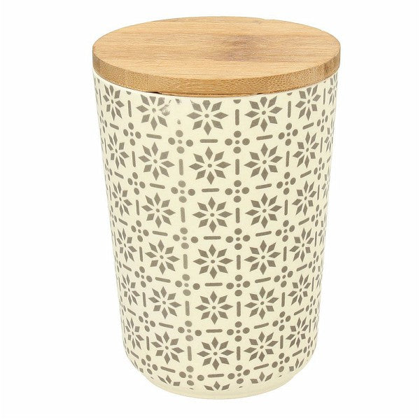 Vorratsdose Ecofiber, aus Fibre Bamboo mit Bambusdeckel, creme-grau/rot, - Porzellan aus Italien