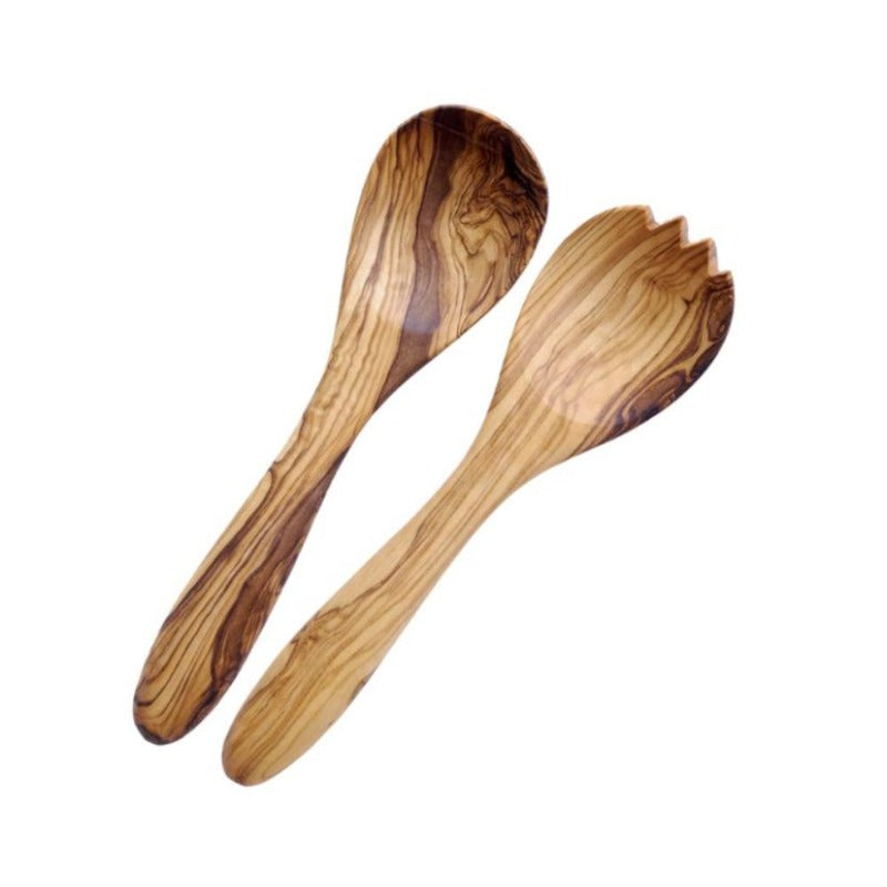 2 tlg. Salatbesteck KeboLiv aus Olivenholz, 25/30 cm - Porzellan aus Italien