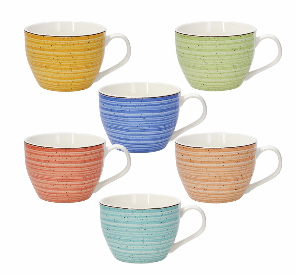 6er Set Frühstückstassen Kaleido aus Bone China Porzellan