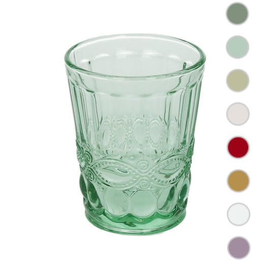 6er Set Wasserglas SOLANGE, versch. Farben, 265 ml., mundgeblasen - Porzellan aus Italien 