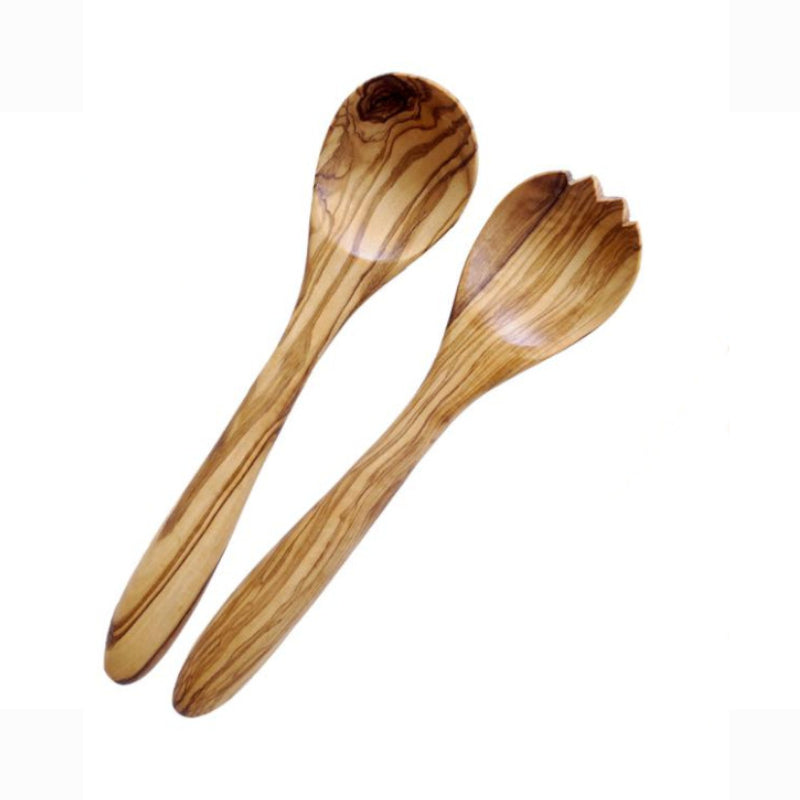 2 tlg. Salatbesteck KeboLiv aus Olivenholz, 25/30 cm - Porzellan aus Italien 