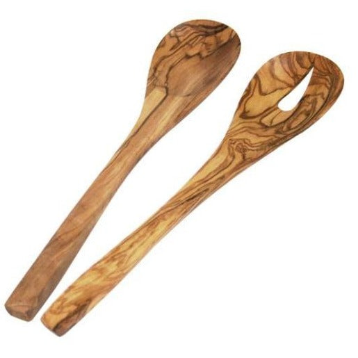 Salatbesteck Monaco aus Olivenholz, 25/30 cm - Porzellan aus Italien 