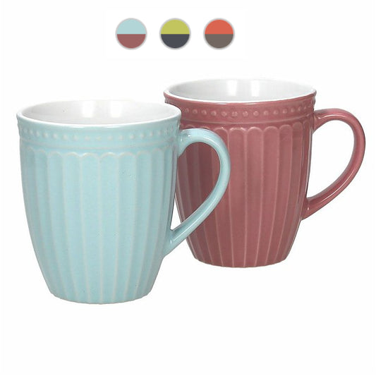2er Set Becher/Kaffeetasse Concerto, versch. Farbkombis, 380 ml. - Porzellan aus Italien 