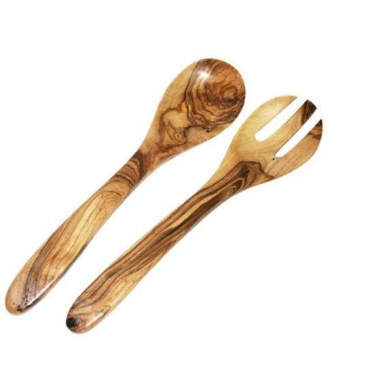 2 tlg. Salatbesteck Provincial aus Olivenholz, 25/30 cm - Porzellan aus Italien 