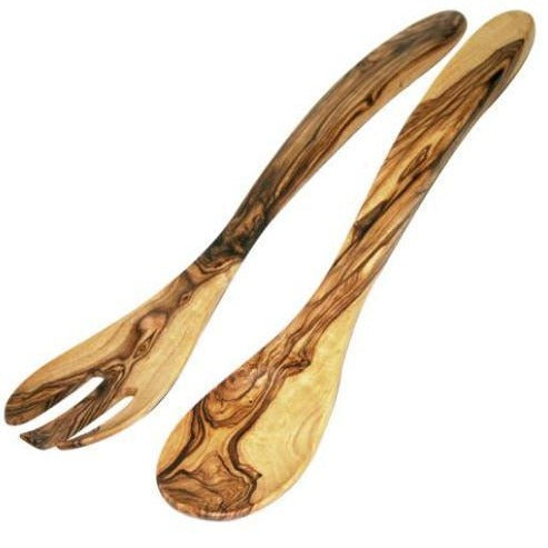 2 tlg. Salatbesteck Provincial aus Olivenholz, 25/30 cm - Porzellan aus Italien 
