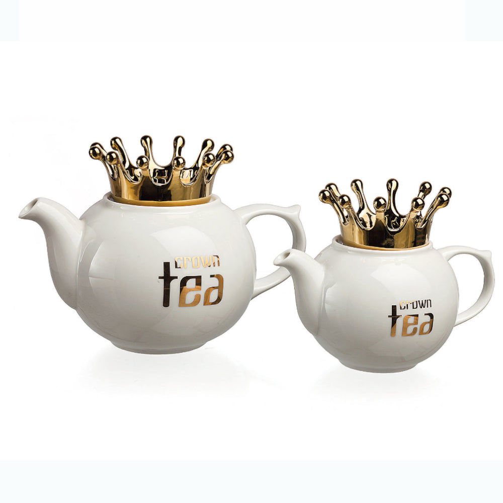 Teekanne Royal/Crown Tea, in zwei Größen, aus Porzellan - Porzellan aus Italien 