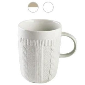 Becher/Tasse aus Porzellan, in schicker Strickoptik, Kollektion Pullover, zwei Farben - Porzellan aus Italien 