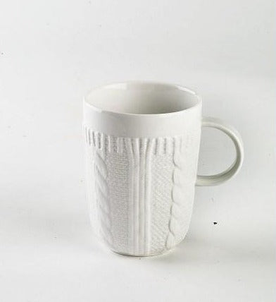 Becher/Tasse aus Porzellan, in schicker Strickoptik, Kollektion Pullover, zwei Farben - Porzellan aus Italien 