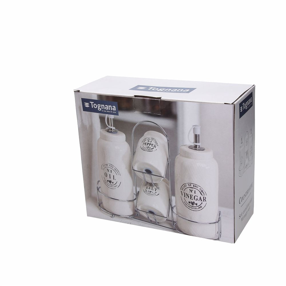 5tlg. Menage Dolce Casa Countryside aus Keramik - Porzellan aus Italien 