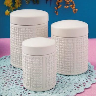 Vorratsdose MELROSE, 12/14/16 cm hoch, Keramik, creme-weiß - Porzellan aus Italien 