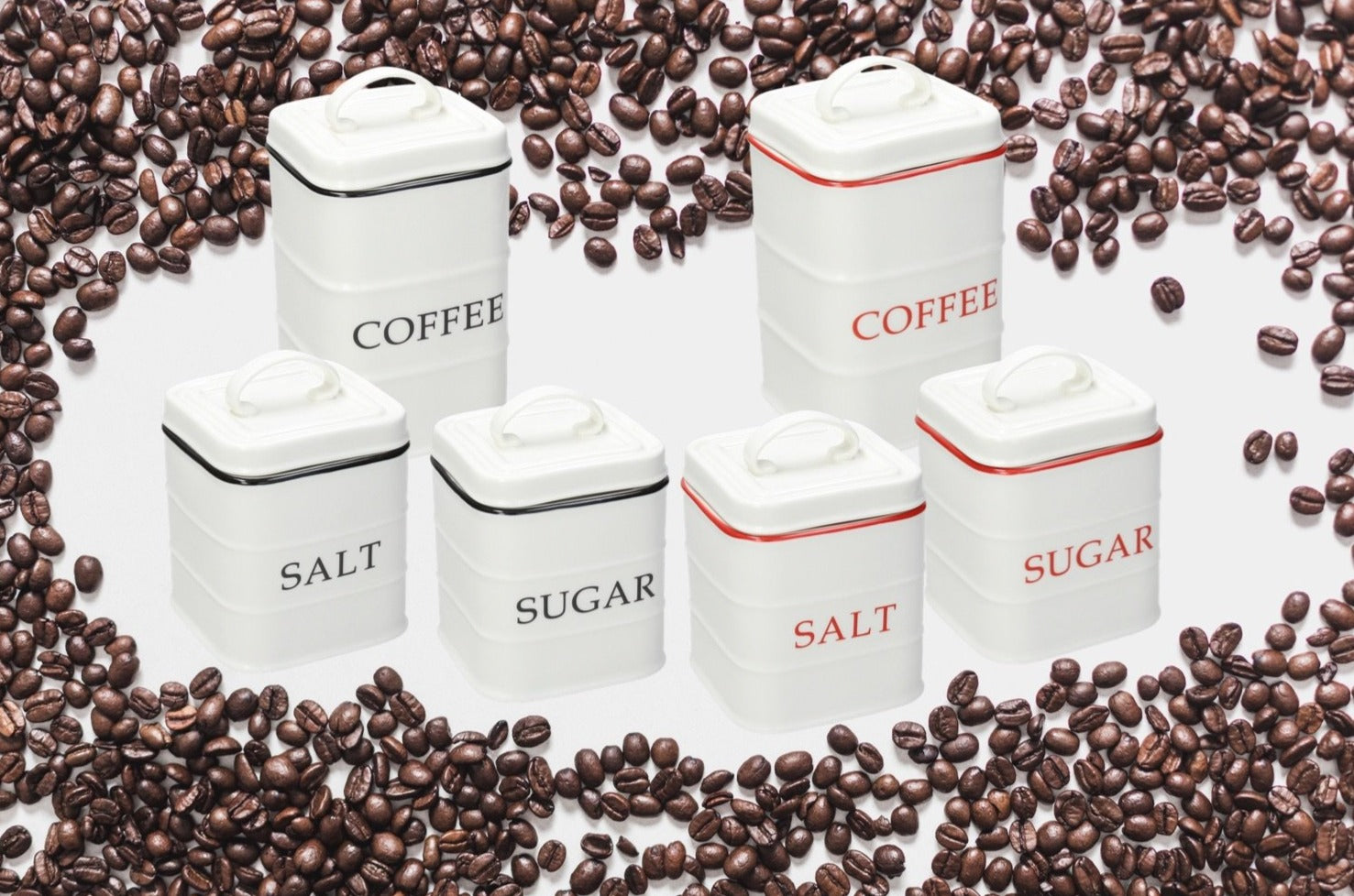 Kaffeedose Dolce CASA Retro Red aus Keramik - Porzellan aus Italien 