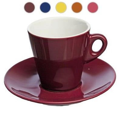 4er Set Kaffeetasse Mara, versch. Farben, mit Untertasse, Keramik - Porzellan aus Italien 