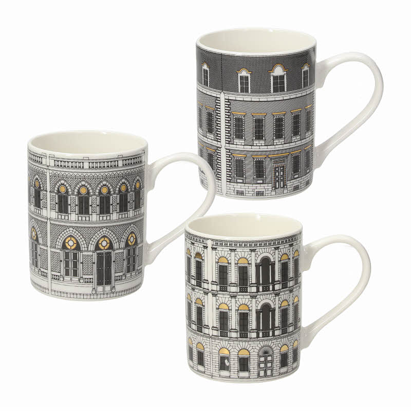 6er Set Kaffeebecher Iris aus der Serie Boulevard, aus grauem Porzellan von Tognana - Porzellan aus Italien