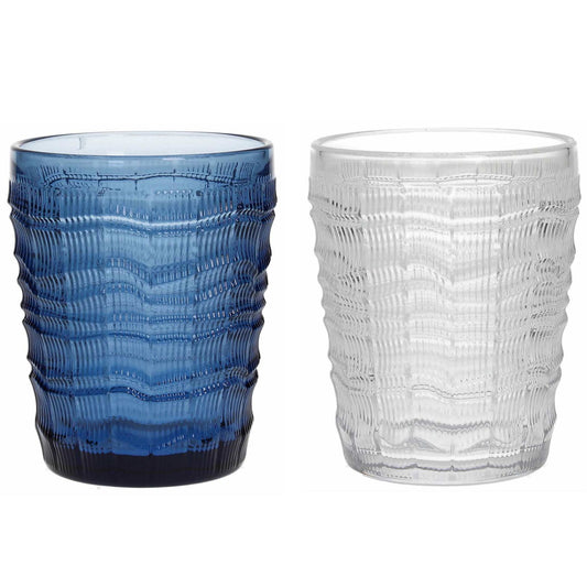 6er Set Wasserglas Irene, blau/transparent, 350 ml. Volumen, von Tognana - Porzellan aus Italien