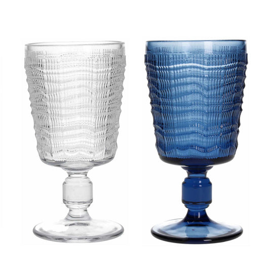 6er Set Weinkelch Irene, blau/transparent, 340 ml. Volumen von Tognana - Porzellan aus Italien