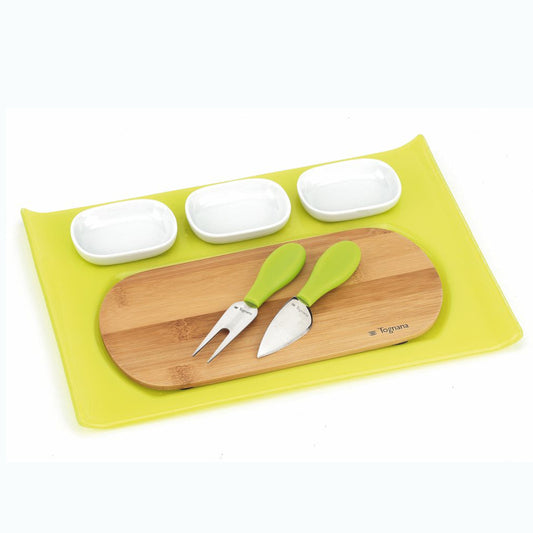 7tlg. Käseset / Käseplatte / Käse-Servier-Set - Porzellan aus Italien 