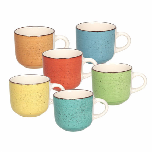 6 Art & Pepper Frühstücksbecher im Set, bunt, aus Keramik - Porzellan aus Italien 