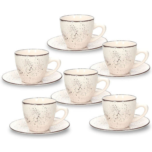 Kaffee- / Teetasse mit Untertasse im Set a 6 Stück, Kollektion Louise Stay - Porzellan aus Italien