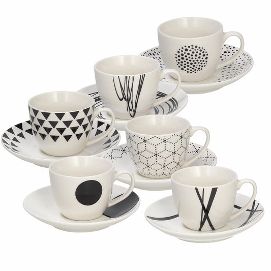 6er Set Espressotasse mit Untertasse Graphic, 80 ml. Volumen - Porzellan aus Italien