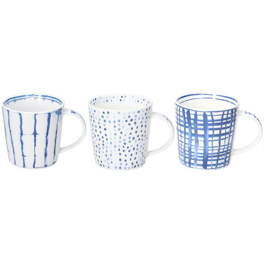 3er Set Becher Nora Columbus, weiß-blau, aus Porzellan von Tognana - Porzellan aus Italien