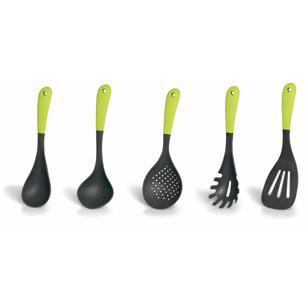 5tlg. Küchenhelfer-Set, Nylon mit Soft-Touch-Griffen, fuchsia/grün/weiß - Porzellan aus Italien 