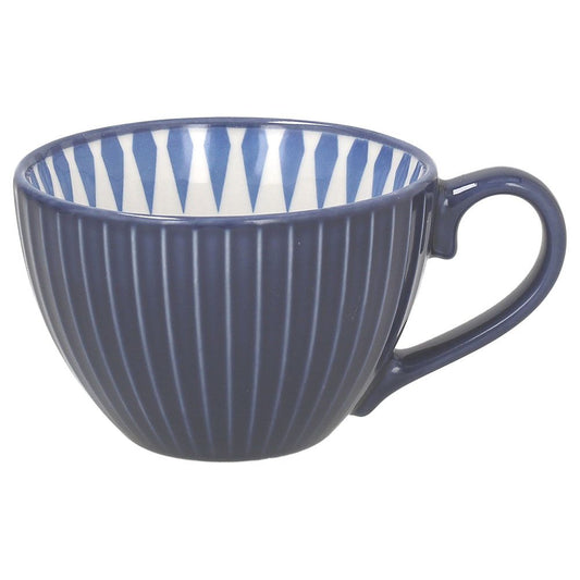 3er Set Frühstücksbecher Relief Algarve aus blauer Keramik von Tognana - Porzellan aus Italien